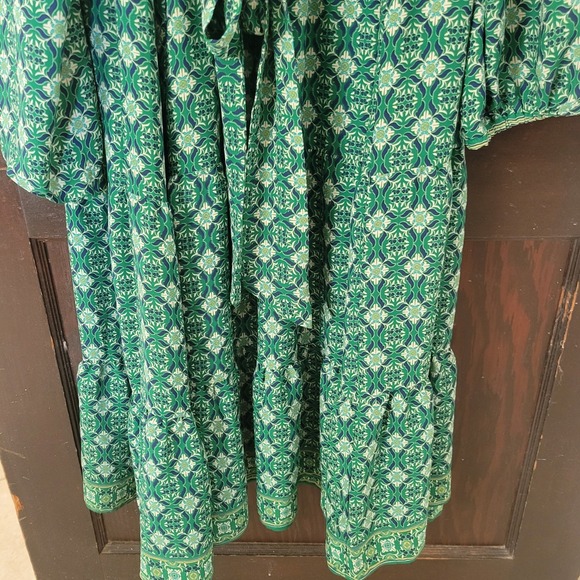 NWT Max Studio Green Geometric Print Women's MIDI Dress Size 2X Boho Chic - Picture 10 of 13